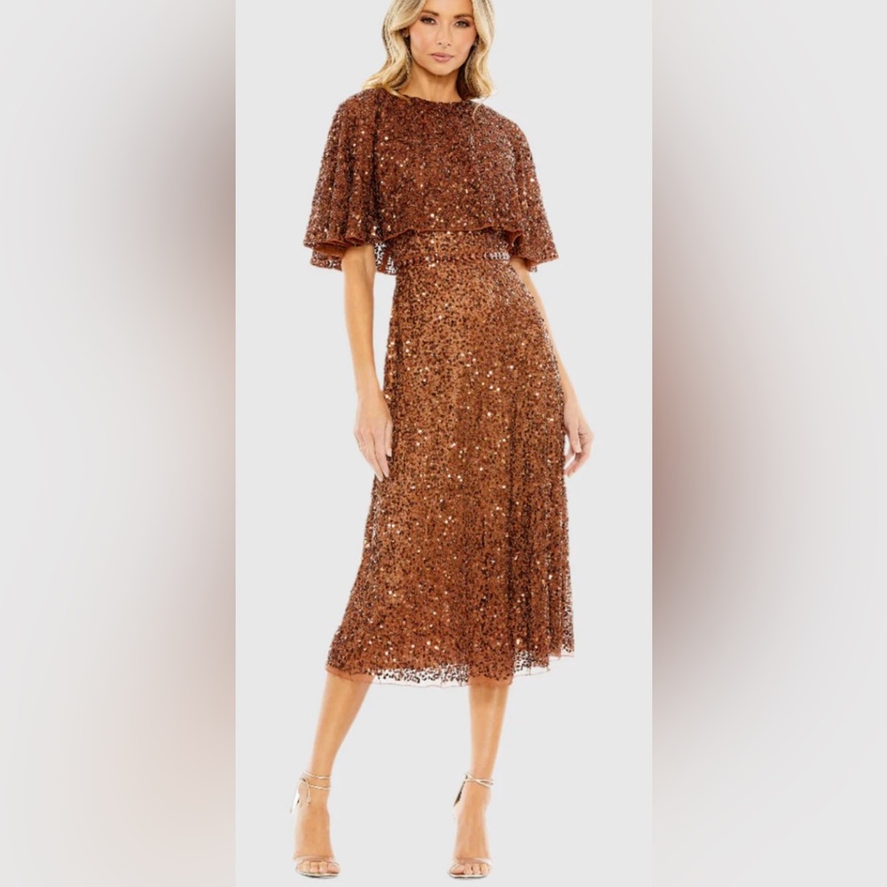 Mac Duggal Sequin Brown Dress